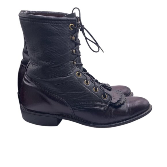 LAREDO Black Two Tone Leather ROPER Boots - Picture 4 of 5